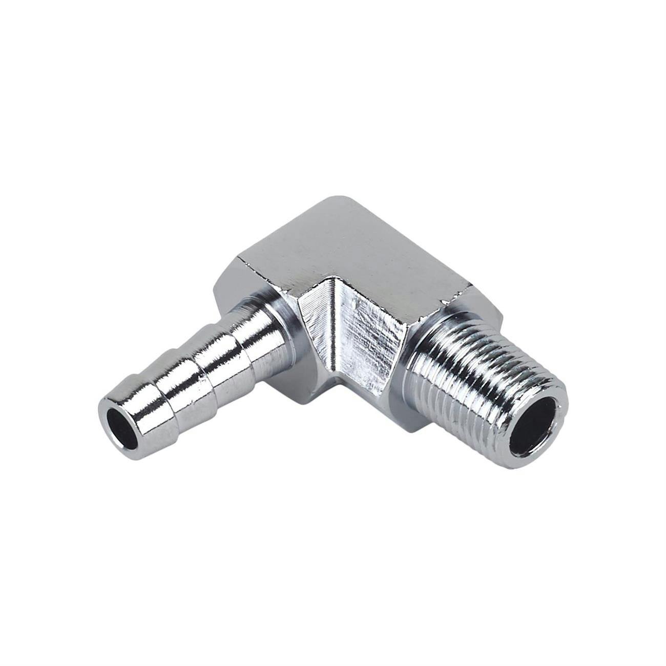 Chrome 90 Adapter Fitting, 1/4 Inch Hose to 1/8 NPT