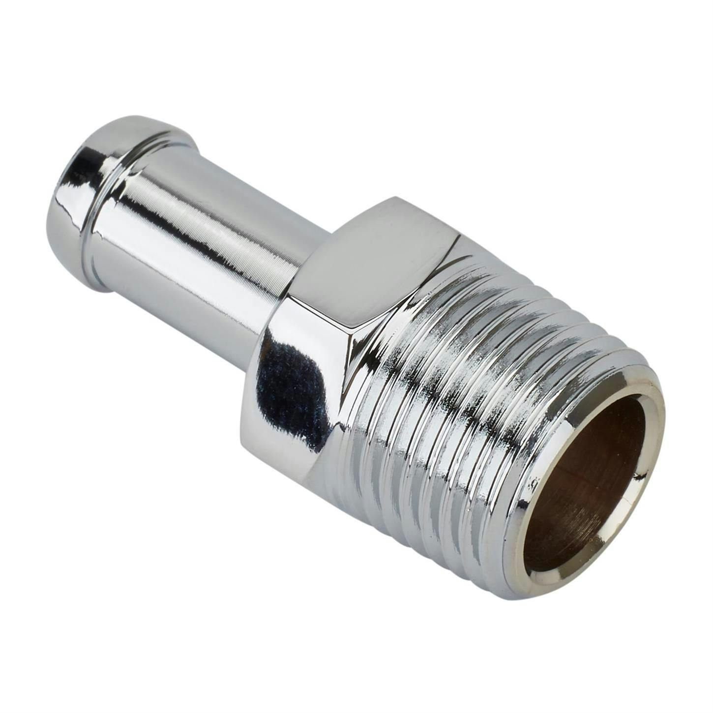 Straight Chrome Fitting, 3/8 Inch Hose to 3/8 Inch NPT