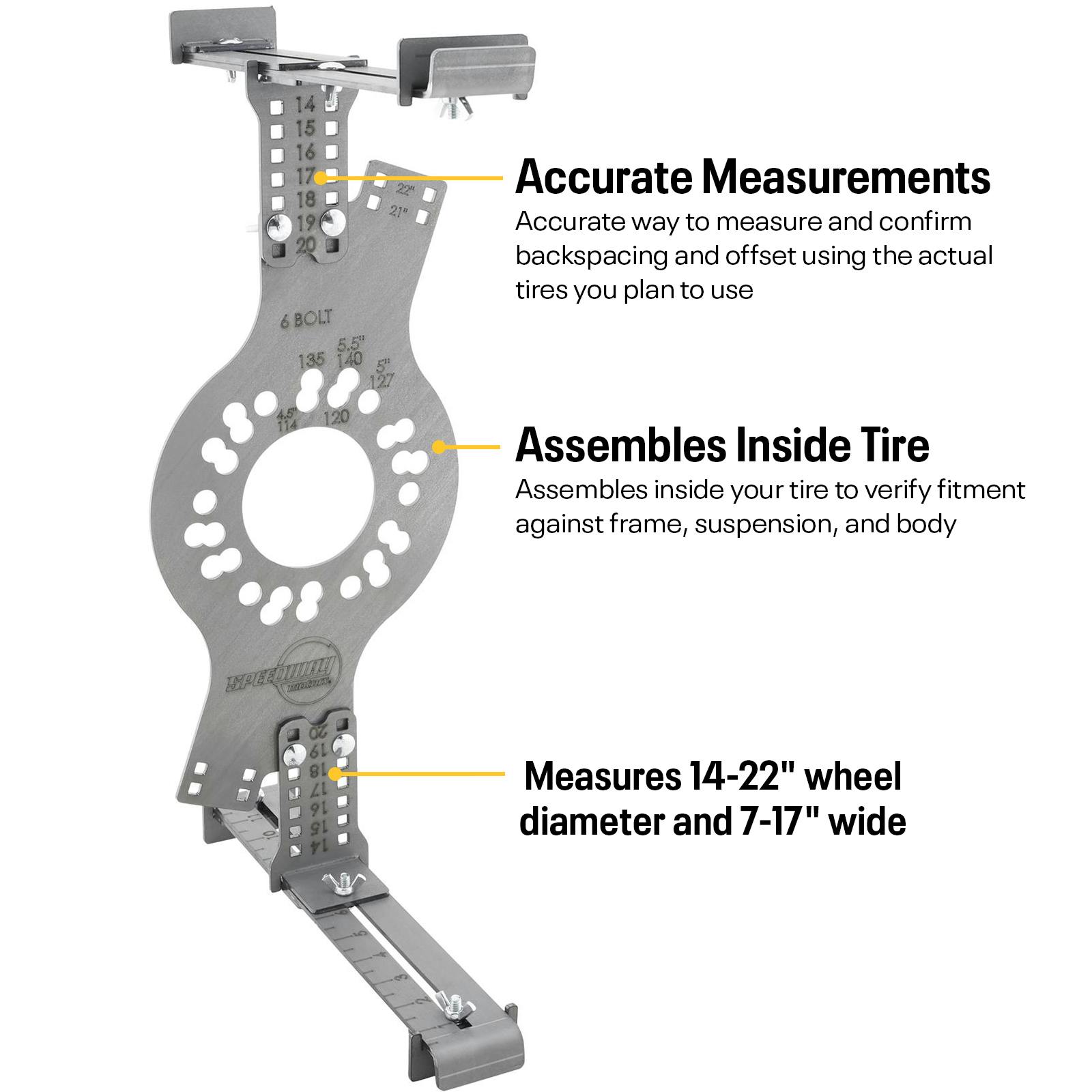WheelWise® Wheel Fitment Tool Tire Fit Testing Size, 6-Lug