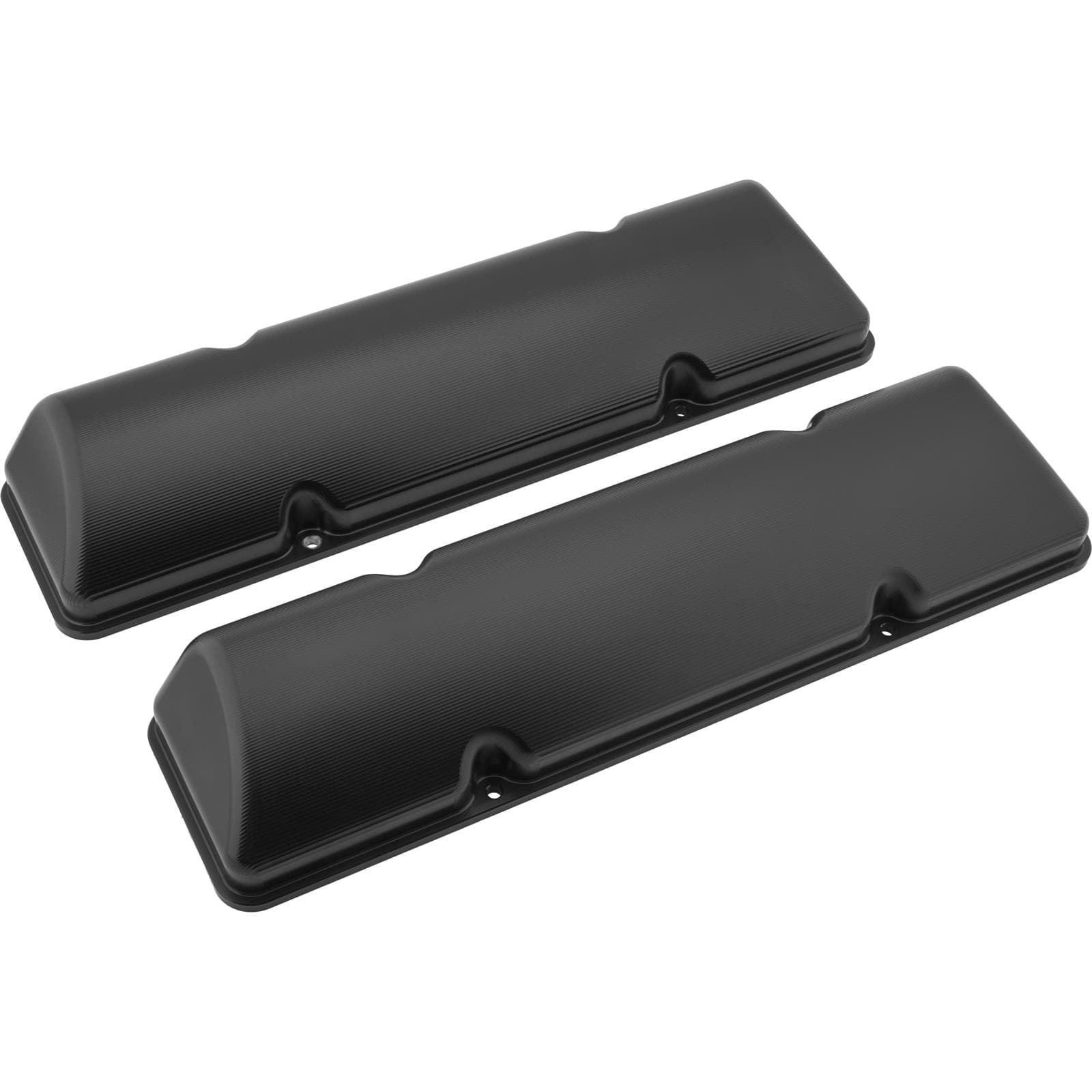 Billet Aluminum SBC Valve Covers, Black Anodized, Smooth Top