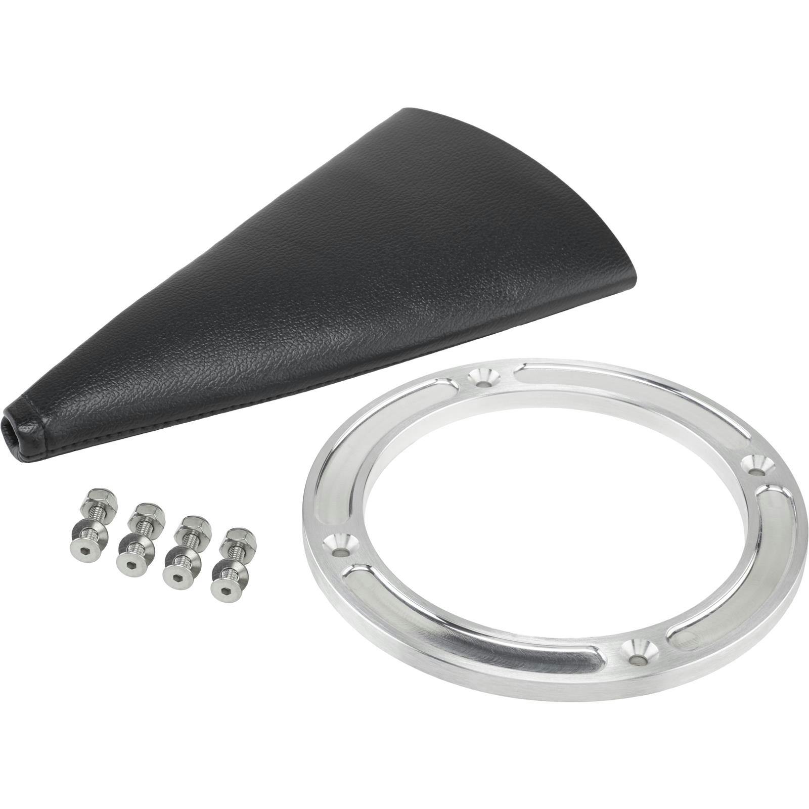 Round Shifter Boot with Billet Aluminum Ring, Brushed