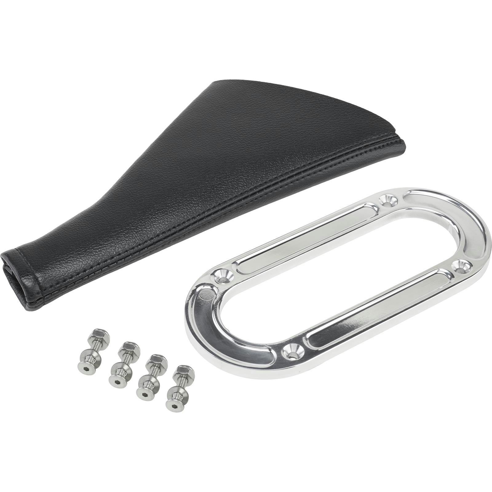 Floor Mount Parking Brake Boot with Billet Aluminum Ring,Polished