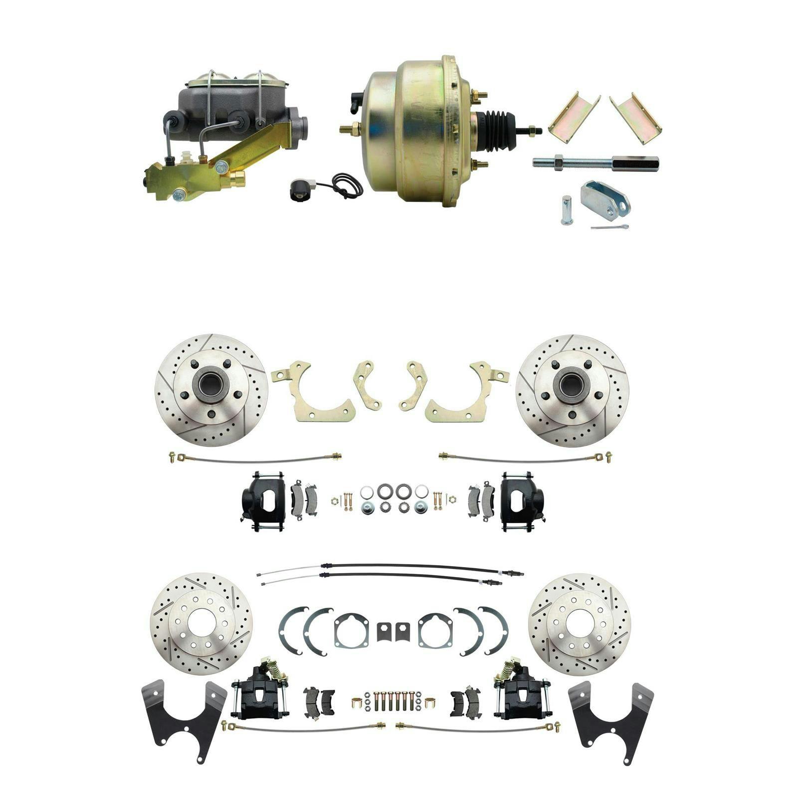 1955-57 Chevy Front/Rear Disc Brake Kit, D/S Rotors, Zinc