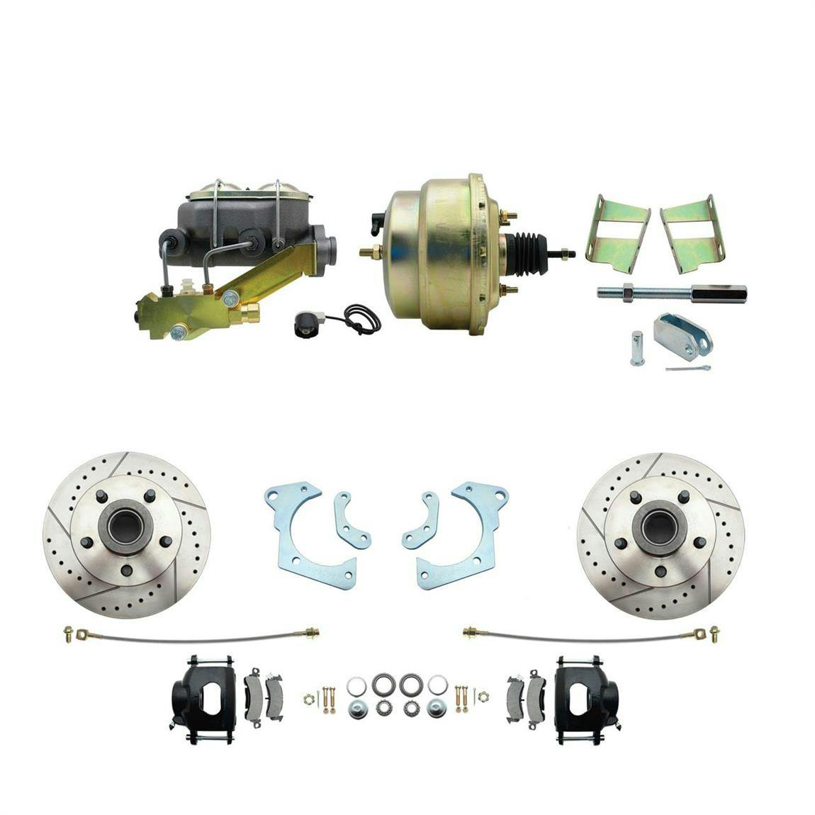 Speedway Deluxe 65-68 Chevy Disc Conv. Kit, D/S Rotors, Black