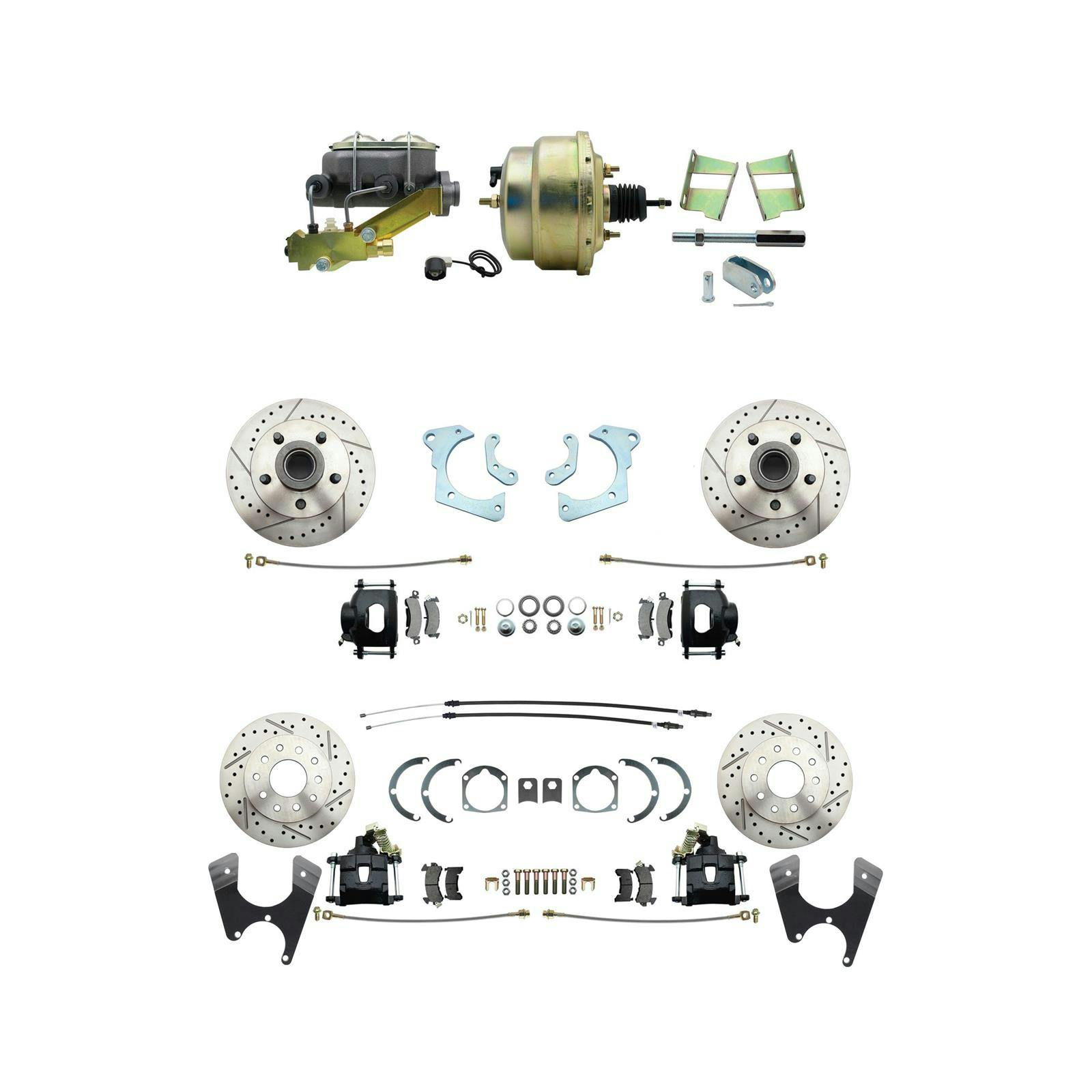 Speedway 65-68 Impala Front & Rear Disc Brake Kit, D/S Rotors, Black