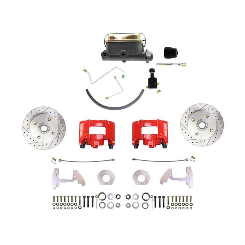1964-66 Mustang 6 Cyl. Disc Brake Conversion Kit D/S w/Master Red