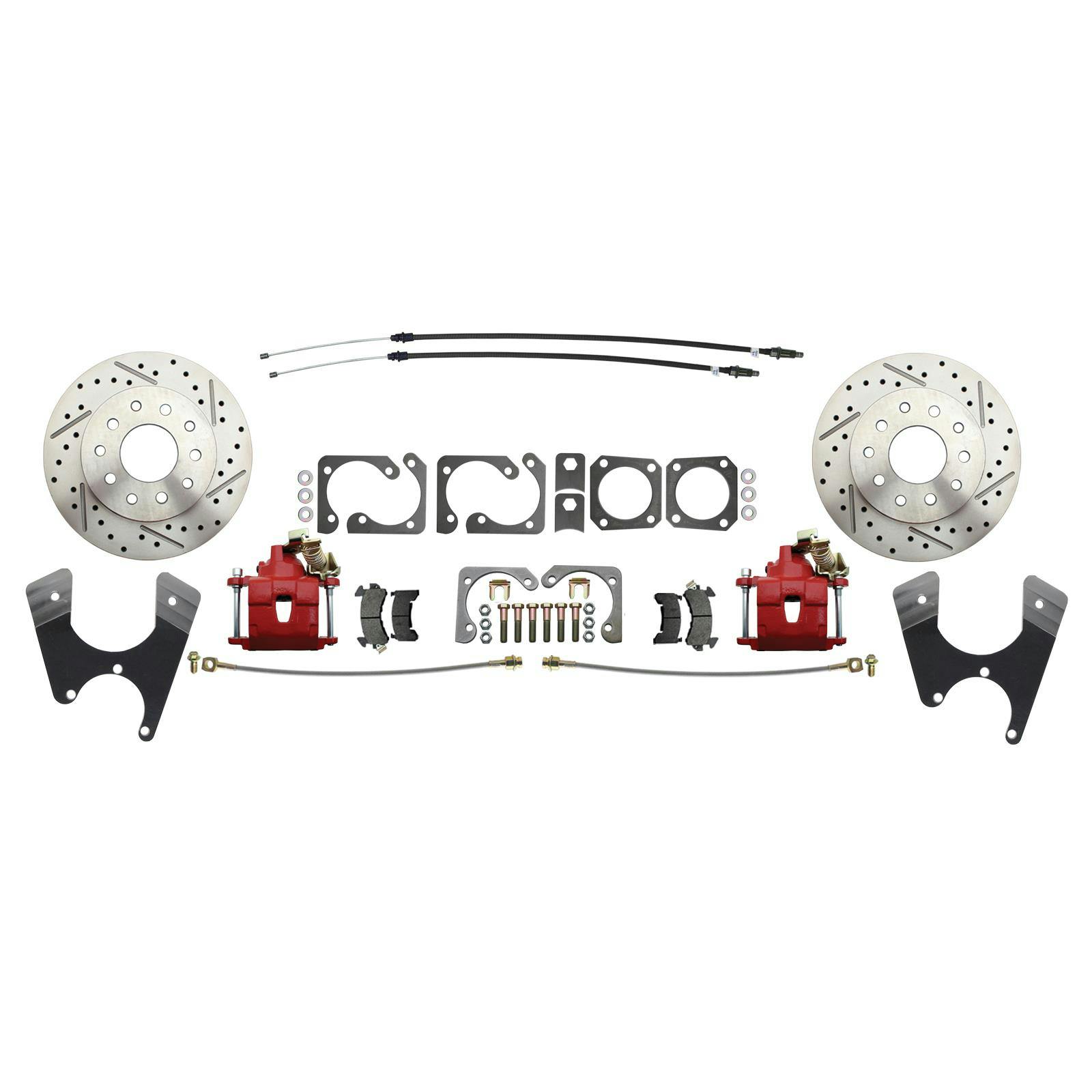 Speedway Rear Drilled/Slotted Disc Brake Kit, 68-69 F Body, Red