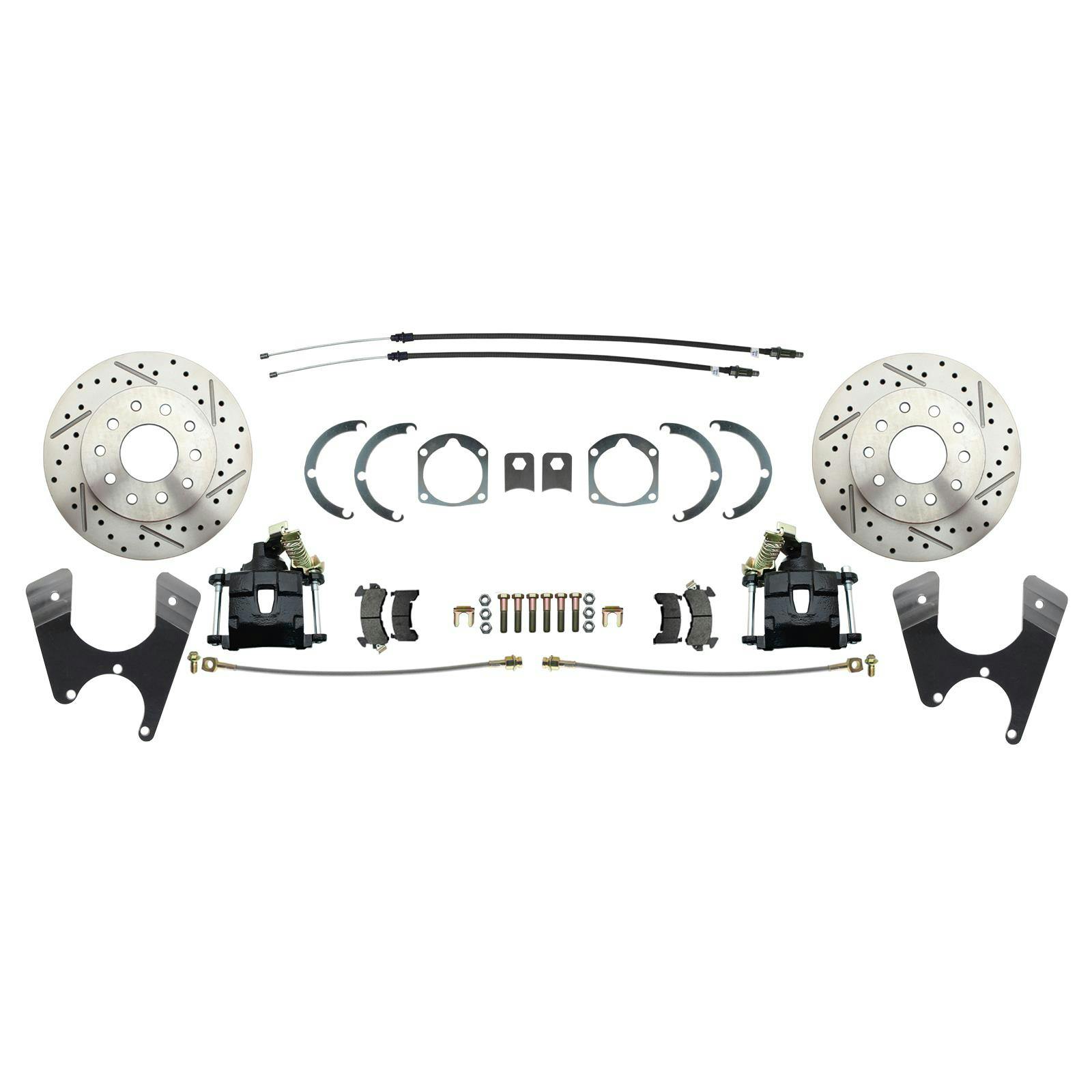 Speedway Rear Drill/Slotted Disc Brake Kit, 55-68 Impala, Blk