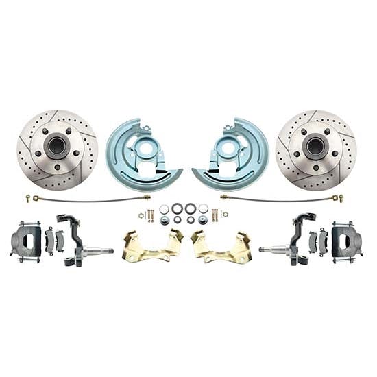 64-74 GM A/F/X Body 11 In Disc Brake Kit, Drill/Slot Rtr, Gry Caliper