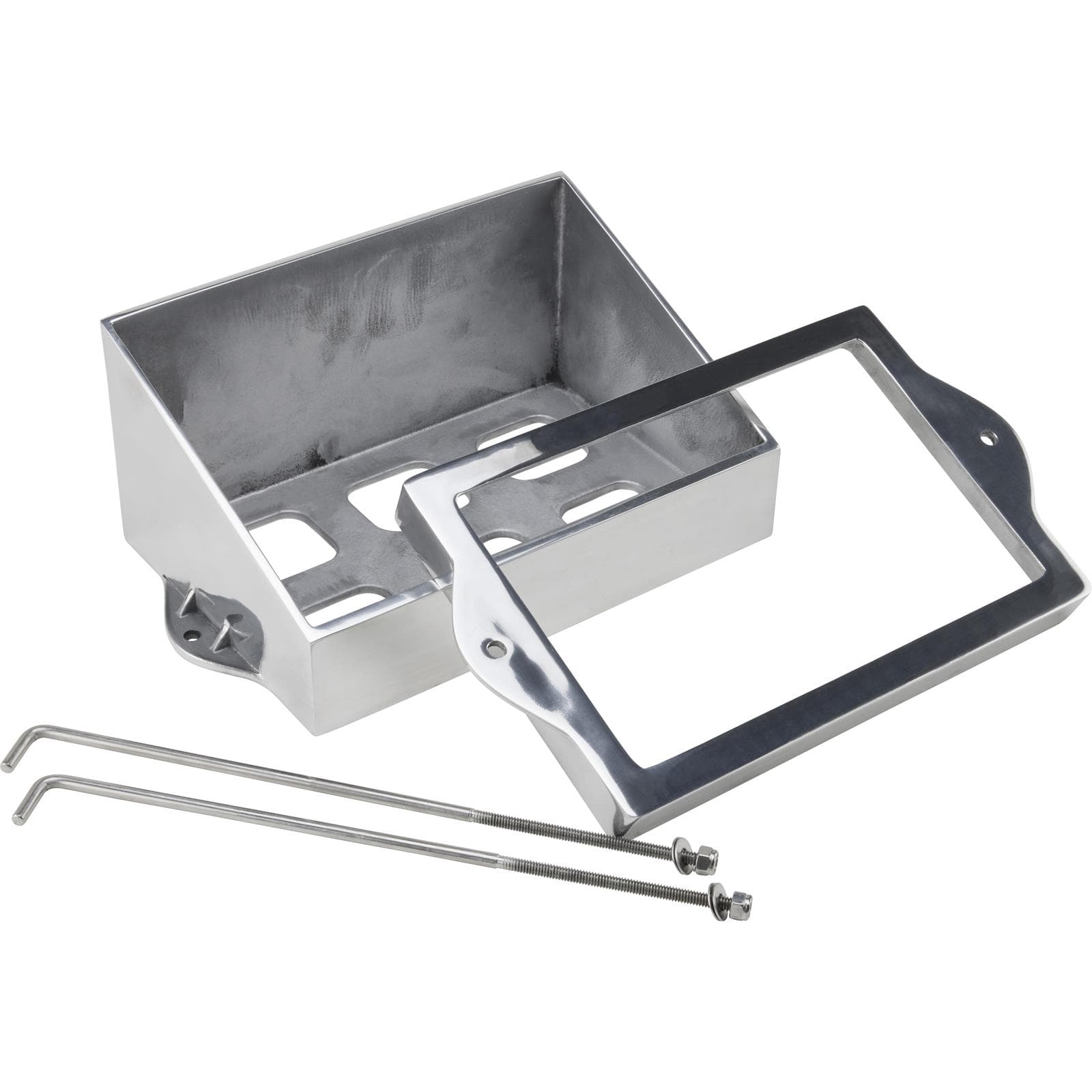 Speedway Polished Cast Aluminum Battery Box Mount Kit