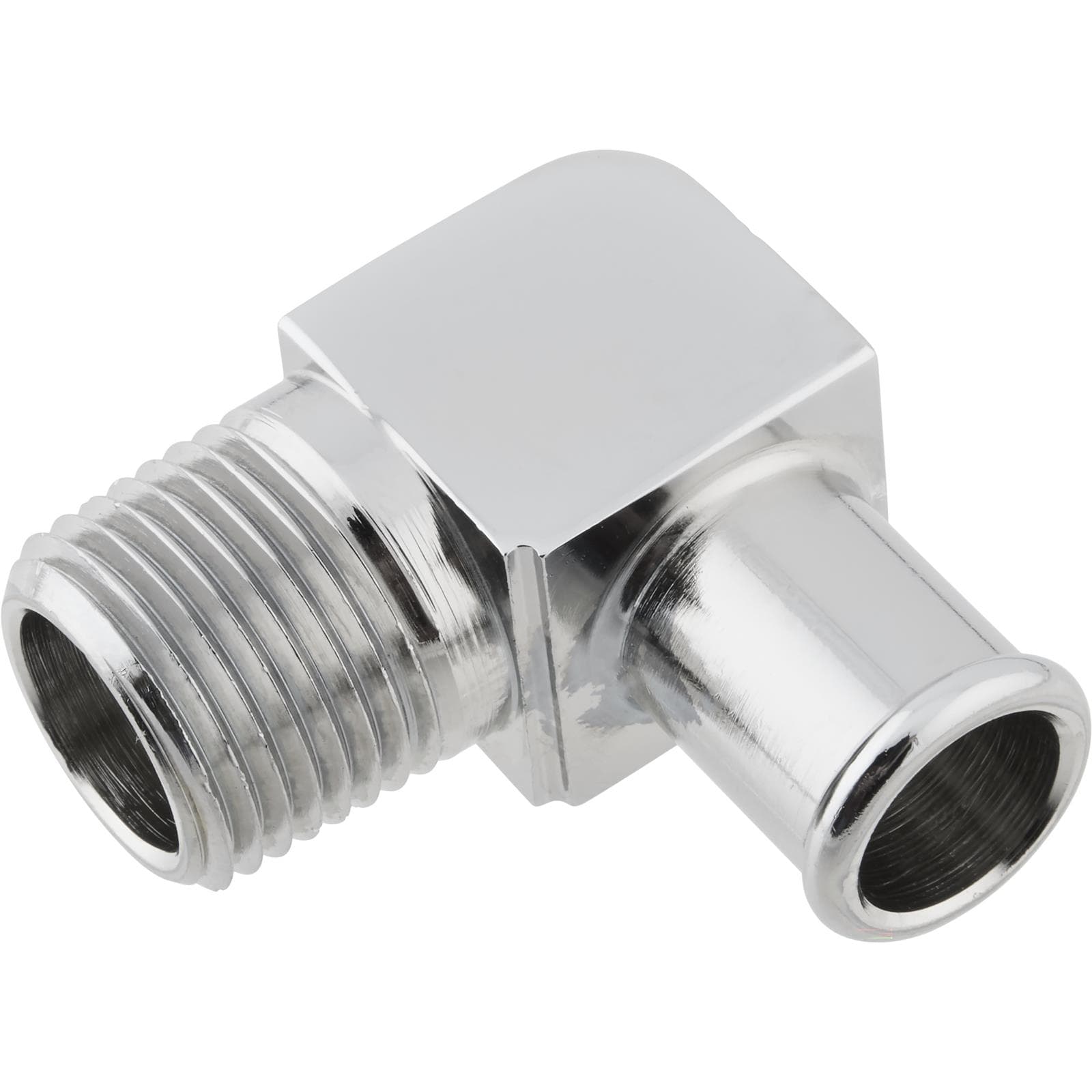 Bills Hot Rod Co. 1002 Heater Hose Fitting, 90 Deg 1/2 NPT to 5/8 Hose