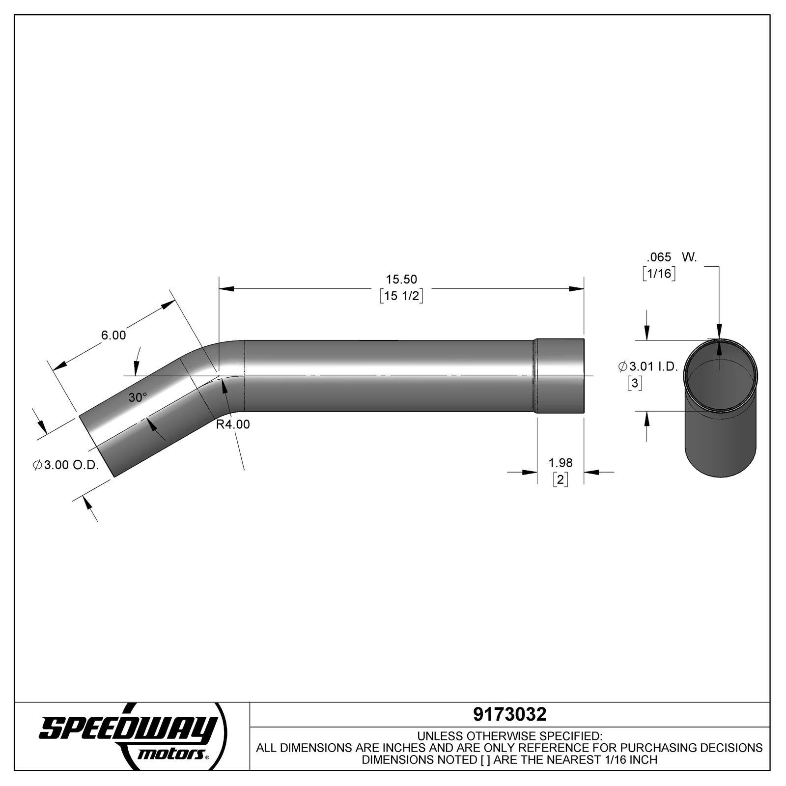 Mild Steel Mandrel Bend Exhaust Elbow Pipe, 30 Degree, Long, 3"