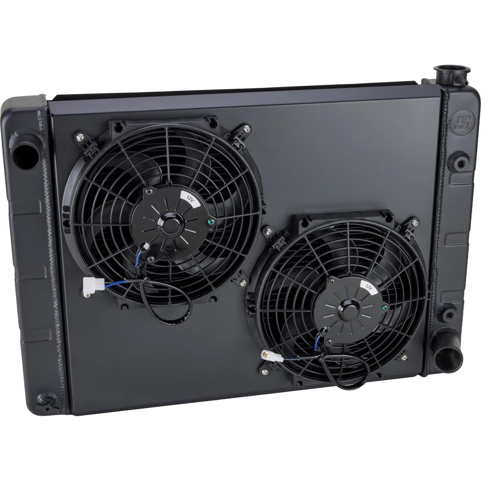 WindChill® SBC/BBC 3-Row Radiator w/ Cooler/Two Fans/Shroud, Blk