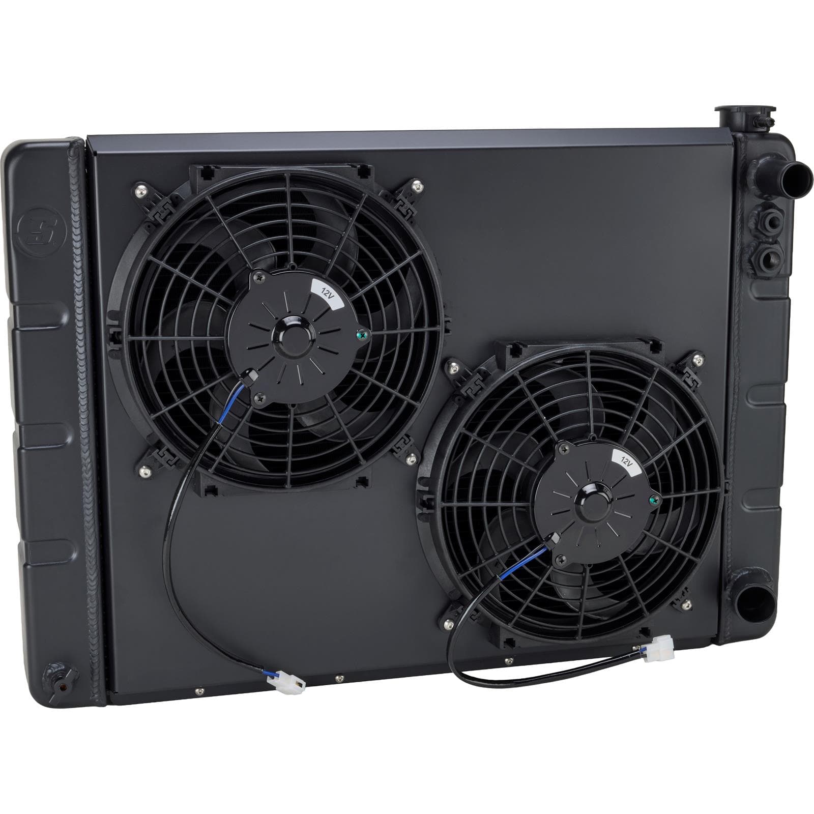 WindChill® LS Swap 3-Row Radiator, w/ Two Fans and Shroud, Black