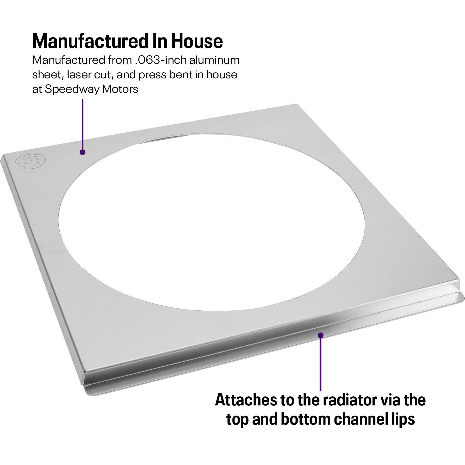 Aluminum Fan Shroud For Speedway Motors Radiators, Single Fan