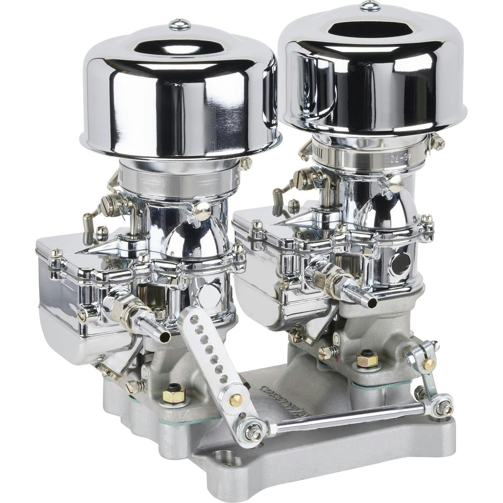 Two Chrome 9 Super 7® Carbs to 4-Bbl Intake Manifold Adapter Kit