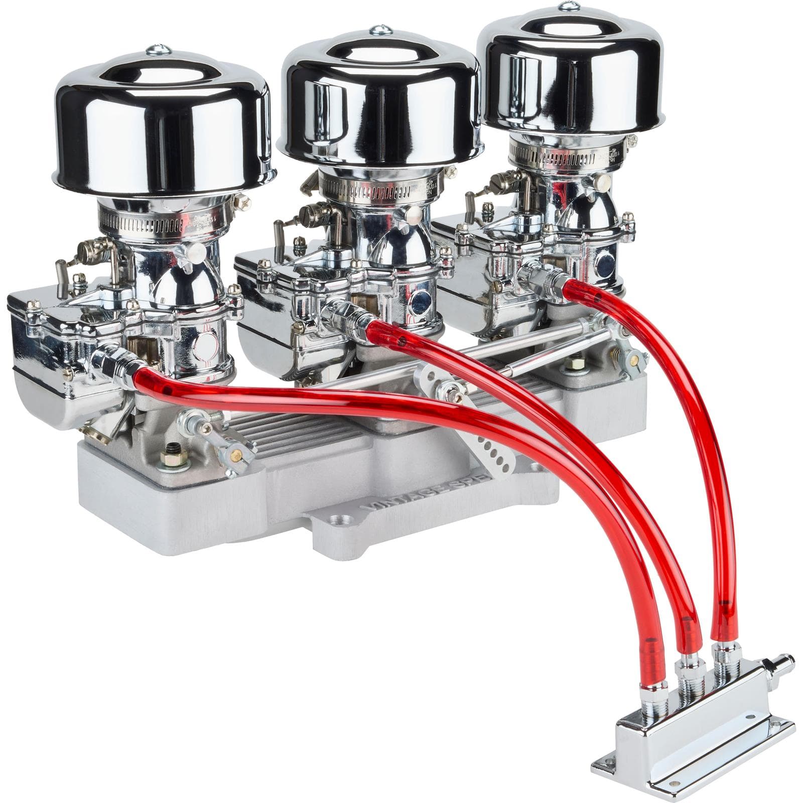 Three Chrome 9 Super 7® Carbs to 4-Bbl Intake Adapter Kit
