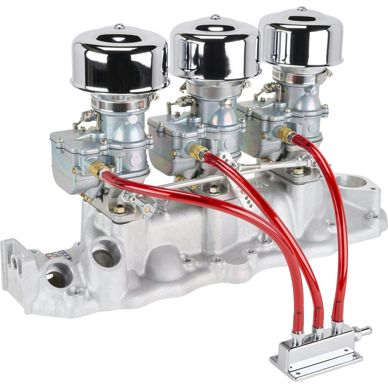 Plain 9 Super 7® 3x2 Carb/Edel Intake Kit, 1949-53 Flathead