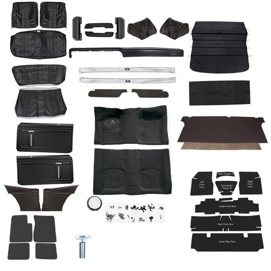 Complete Interior Kit for 1969-71 Nova w/o AC, Bench Seat, Black