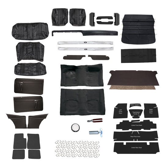 Complete Interior Kit for 1972 Nova Bench Seat, Black