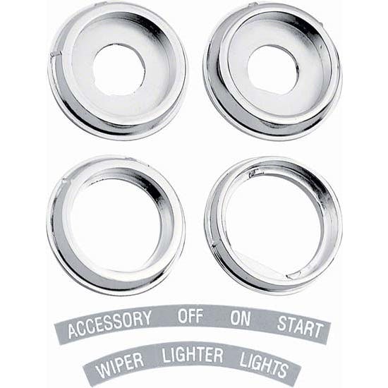 OER K150 Reproduction 4-Piece Dash Knob Bezel Set, 1967 Camaro