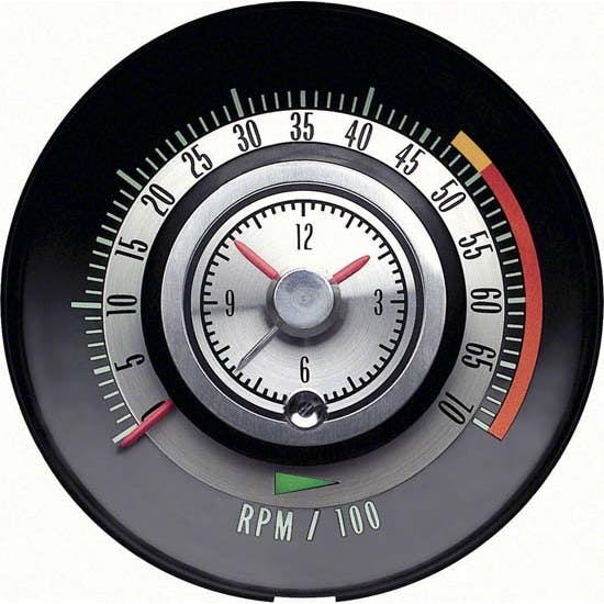 OER 6468714 Clock/Tachometer Gauge, 68 Camaro 327/SS350, 5000 Redline