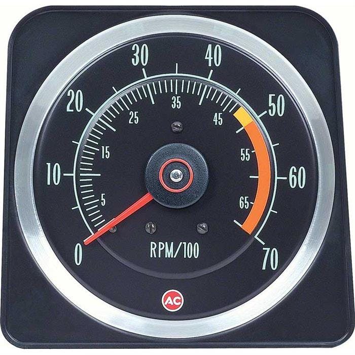 OER 6469381 1969 Camaro Tachometer, SS-350, 5000 Red Line, 5x7