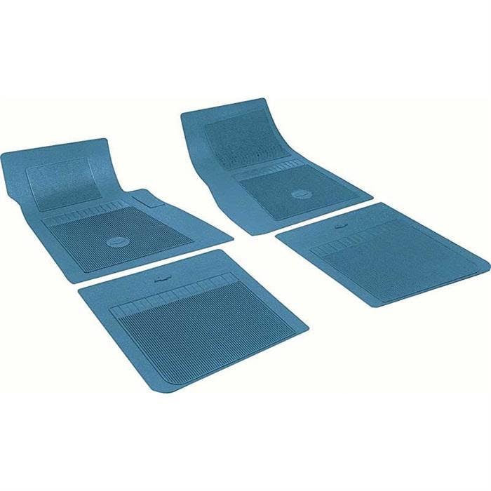 OER FP73008 Chevy 4 Piece Medium Blue Floor Mat Set w/Bow Tie