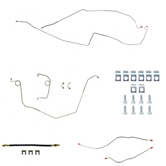 Right Stuff FSP67H4 1967 Camaro Power Disc Brake Line Kit, Stainless