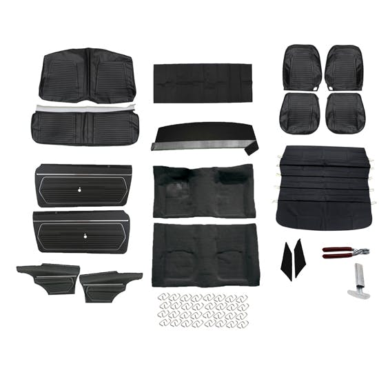 PUI Basic Black Interior Kit, 1969 Camaro Coupe, Bucket Seats