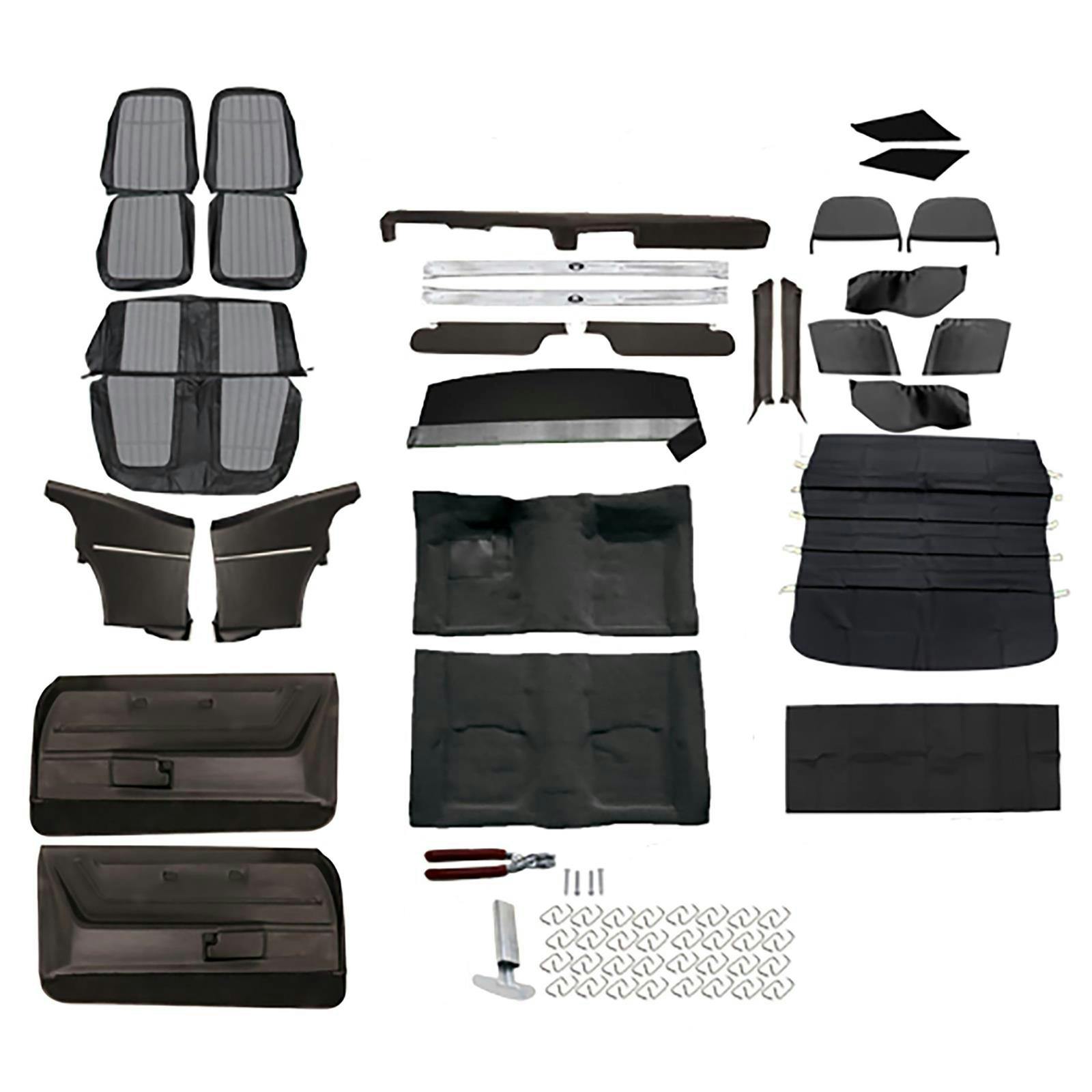 PUI Black/White Houndstooth Upholstery Kit, 1969 Camaro Coupe w/ AC