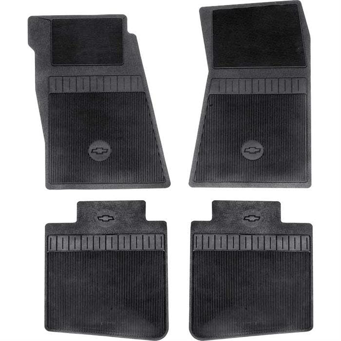 OER B73001 67-69 Camaro Black Rubber Bow Tie Floor Mat Set