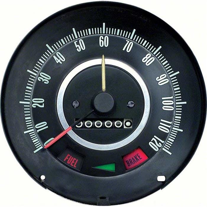 OER 6480796 67 Camaro In Dash Speedometer 120MPH, w/Speed Warning
