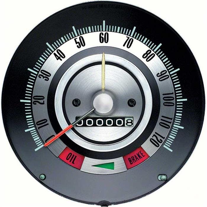 OER 6481845 1968 Camaro Speedometer, 120 MPH, w/Speed Warning