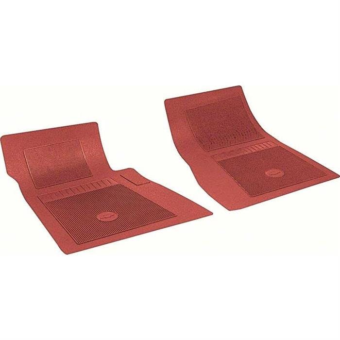 OER FP72002 Chevy 2 Piece Red Front Bow Tie Floor Mat Set