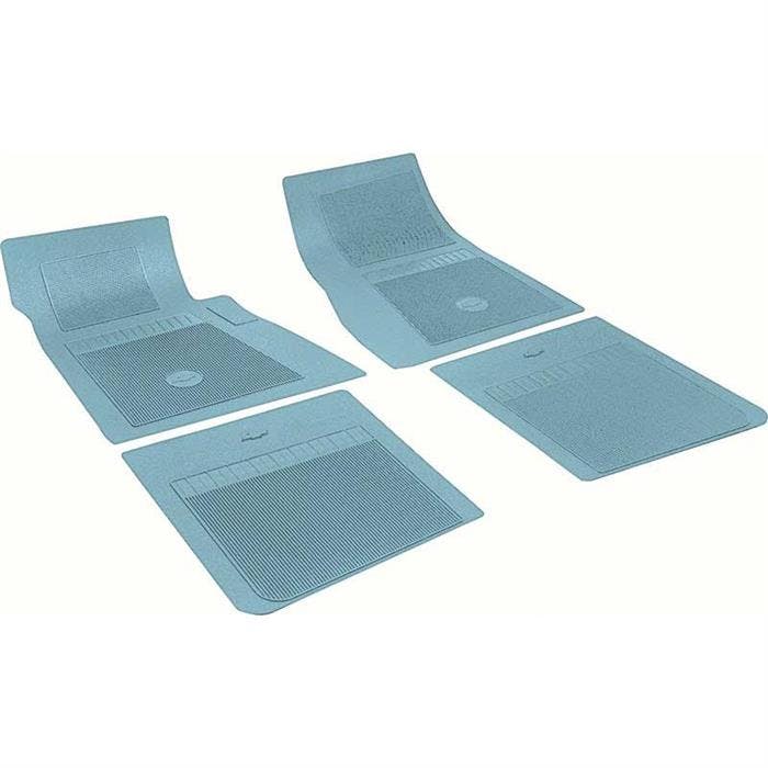 OER FP73003 Chevy 4 Piece Light Blue Floor Mat Set w/Bow Tie