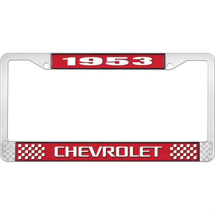 OER LF2235303C 1953 Chevy Red/Chrome License Plate Frame