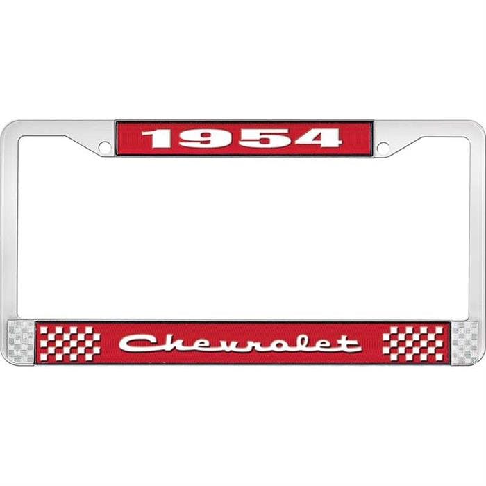 OER LF2235402C 1954 Chevy Red/Chrome License Plate Frame