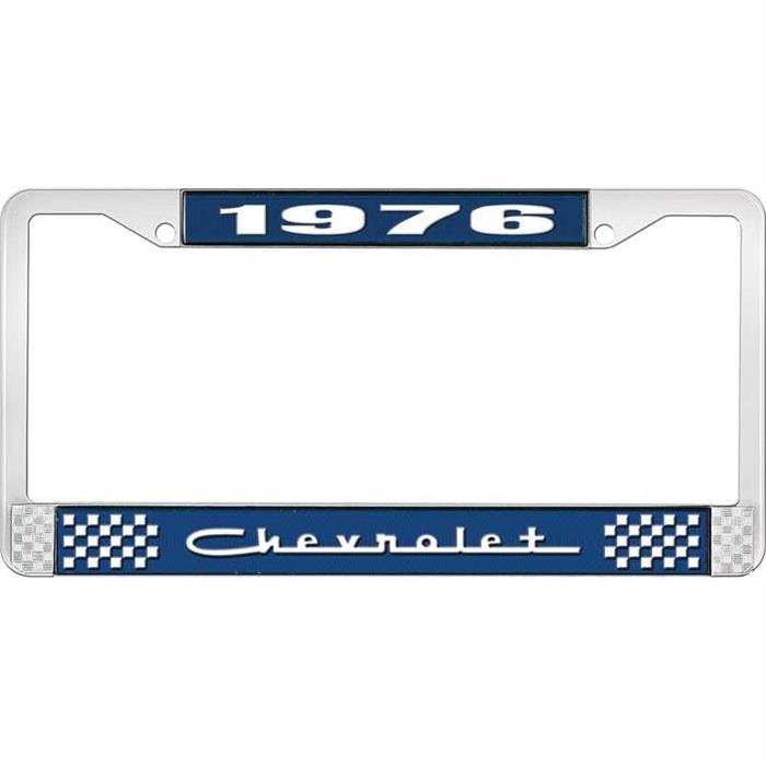 OER LF2237605B 1976 Chevy Blue/Chrome License Plate Frame