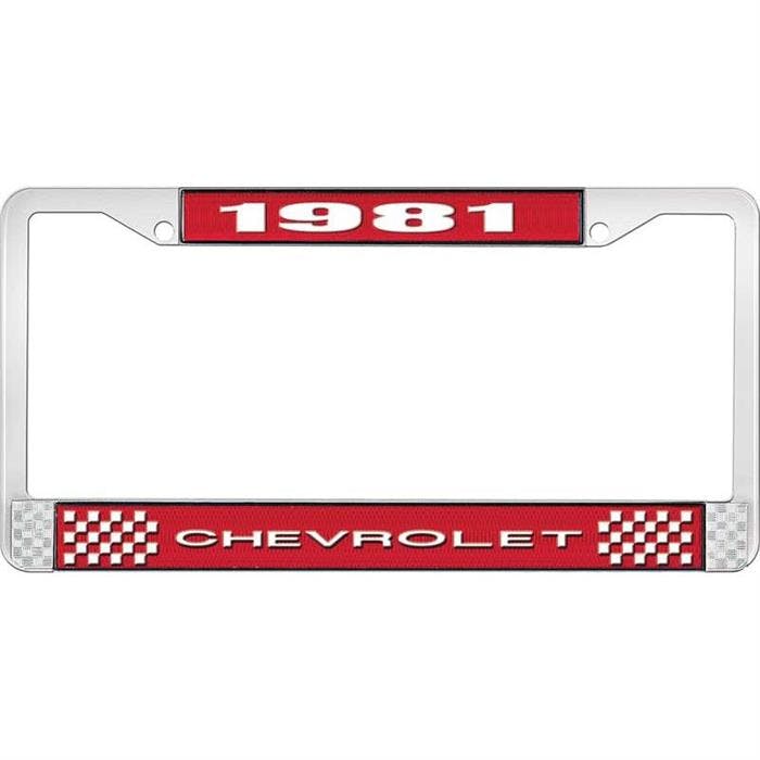 OER LF2238101C 1981 Chevy Red/Chrome License Plate Frame