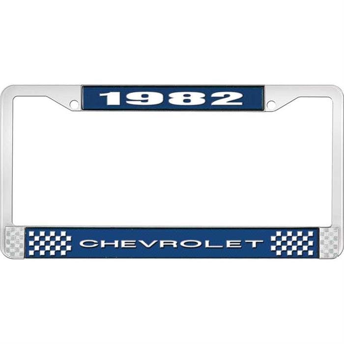 OER LF2238201B 1982 Chevy Blue/Chrome License Plate Frame