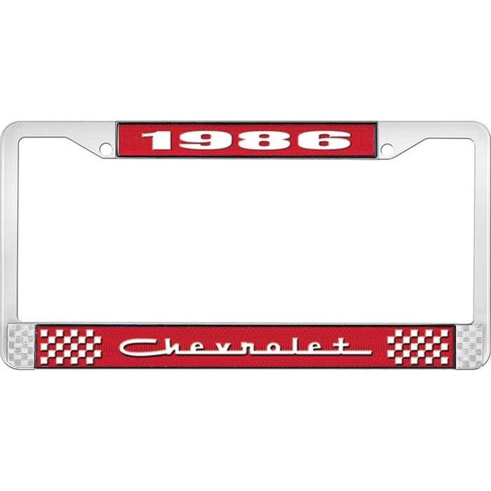 OER LF2238605C 1986 Chevy Red/Chrome License Plate Frame