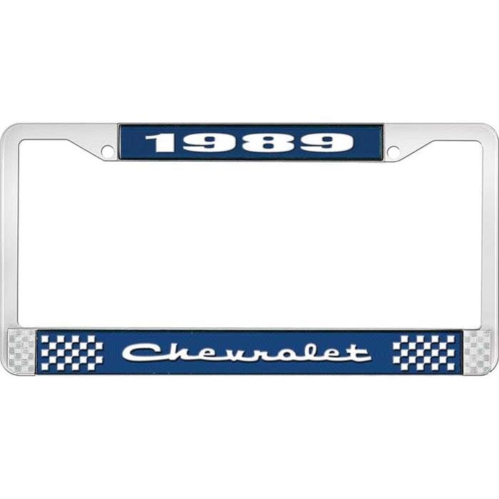 OER LF2238902B 1989 Chevy Blue/Chrome License Plate Frame