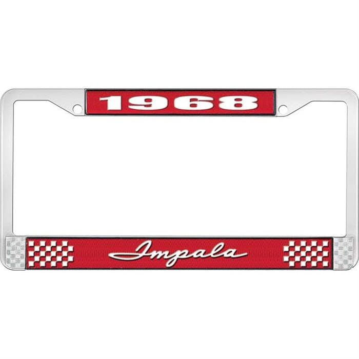 OER LF2246801C 1968 Impala Red/Chrome License Plate Frame