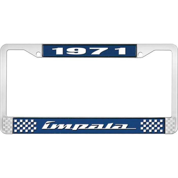 OER LF2247104B 1971 Impala Blue/Chrome License Plate Frame