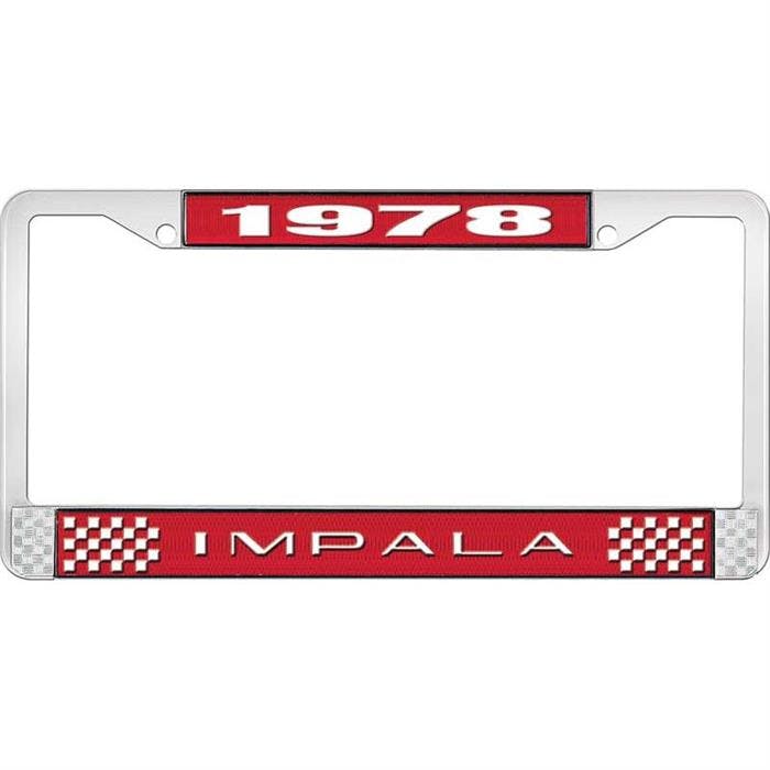 OER LF2247802C 1978 Impala Red/Chrome License Plate Frame