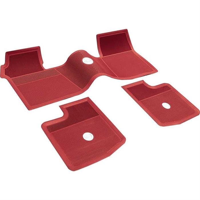 OER M63002 62-65 Chevy Without Console Red, Rubber Floor Mat Set
