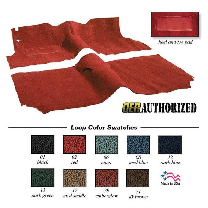 OER TF103401 1956 Sedan w/Buckets Black Molded Loop Carpet Set