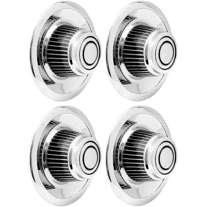OER *WR1013 4 Piece Chrome Plastic Tall Rally Wheel Derby Cap Set