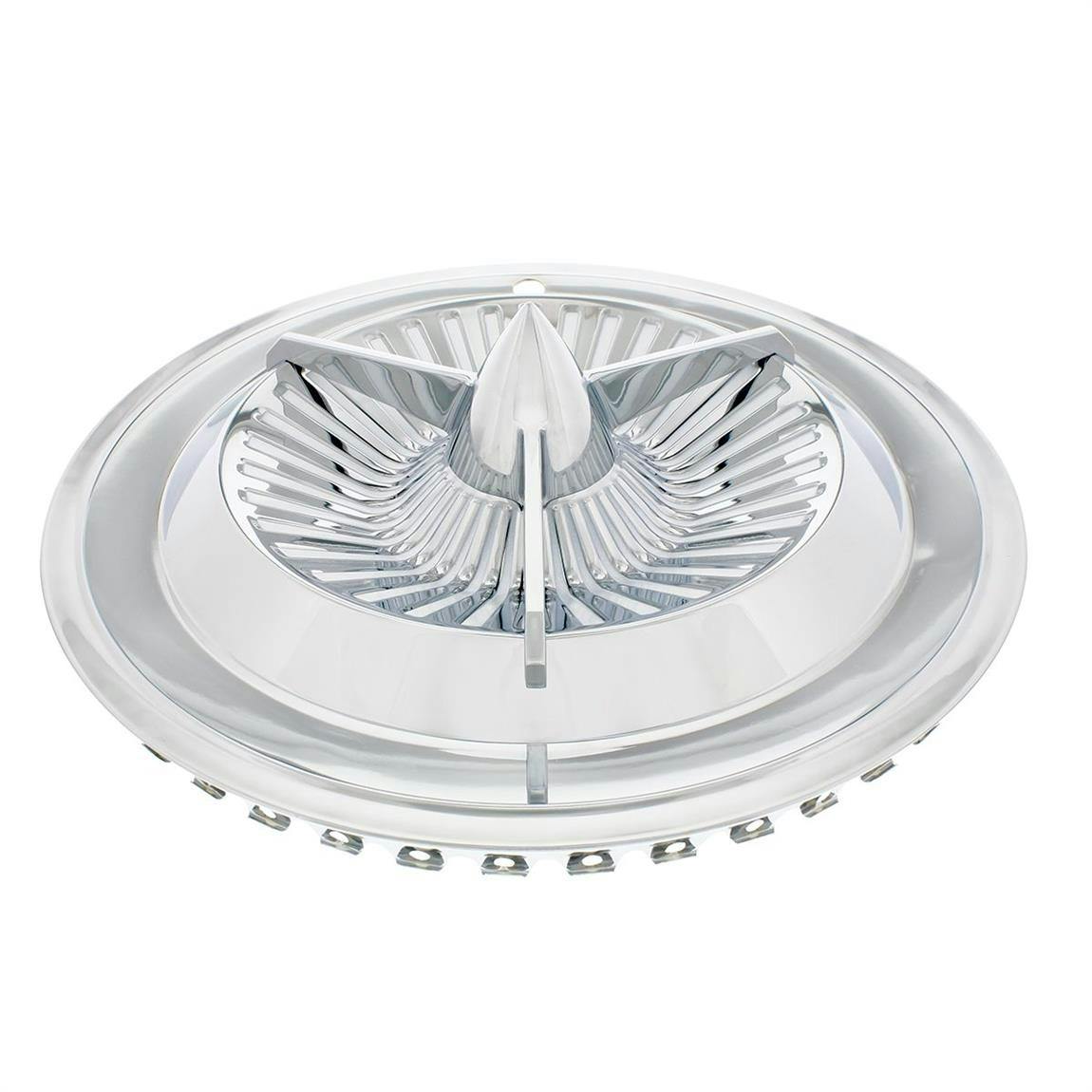 United Pacific C5059 16 Inch Chrome Plated Polara Tri-Bar Hubcaps